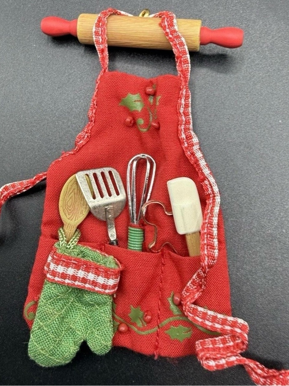 Merry Kitchen Magic Hallamark Holiday Kitchen Apron Ornament with Utensils